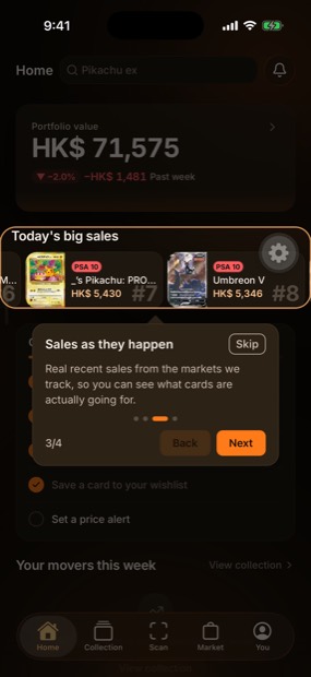 Sales as they happen dark