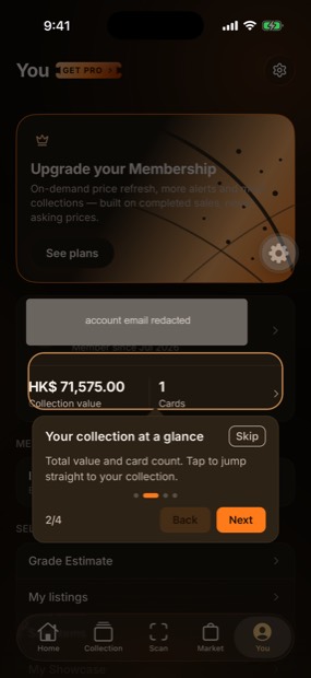 Your collection at a glance dark
