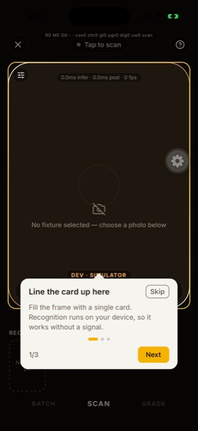 Line the card up here light